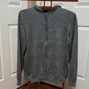 Armani Exchange Gray Zip-Up Sweater with High Neckline